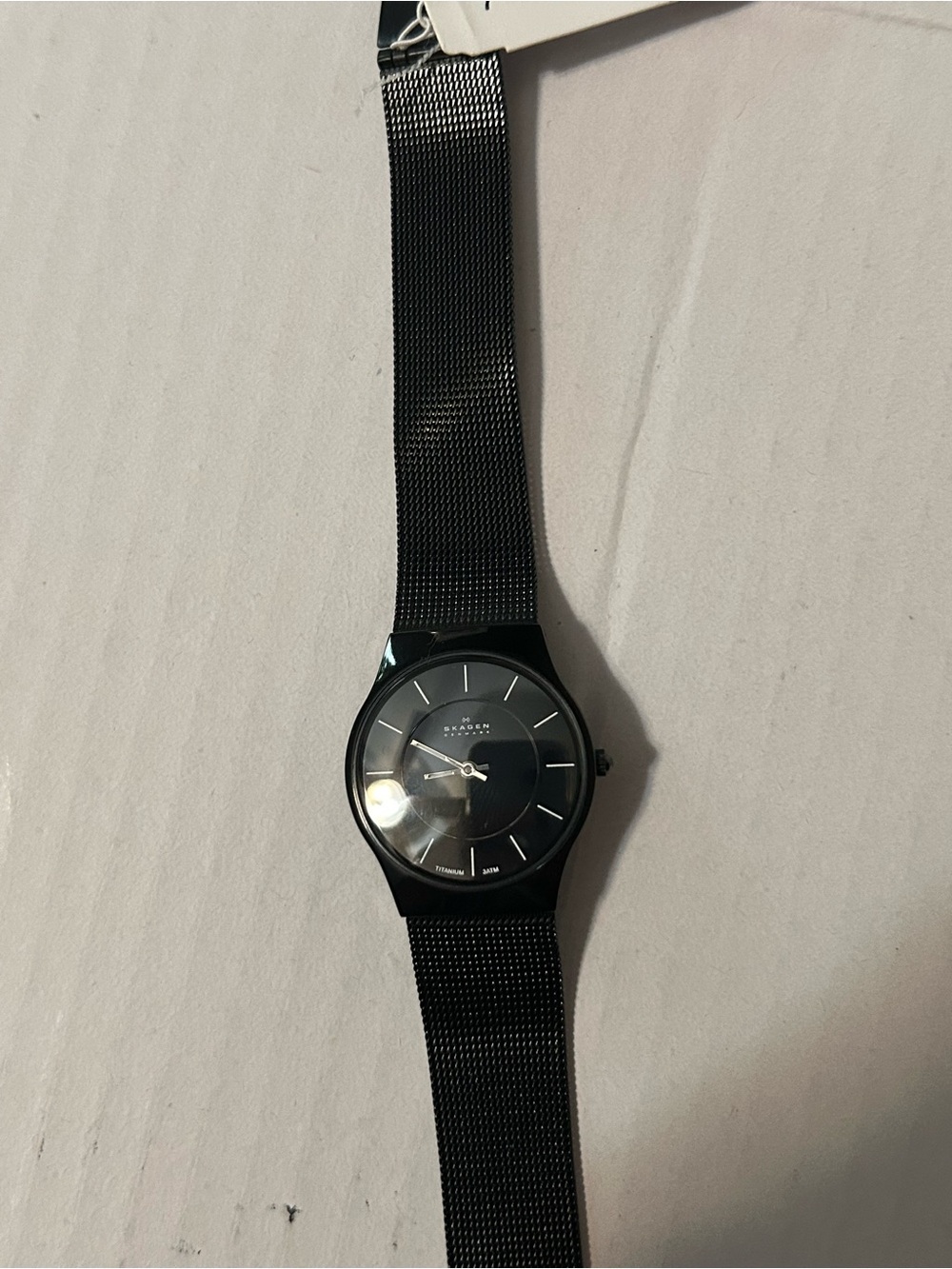 Skagen Black Mesh Band Minimalist Analog Watch - Picture 2 of 6